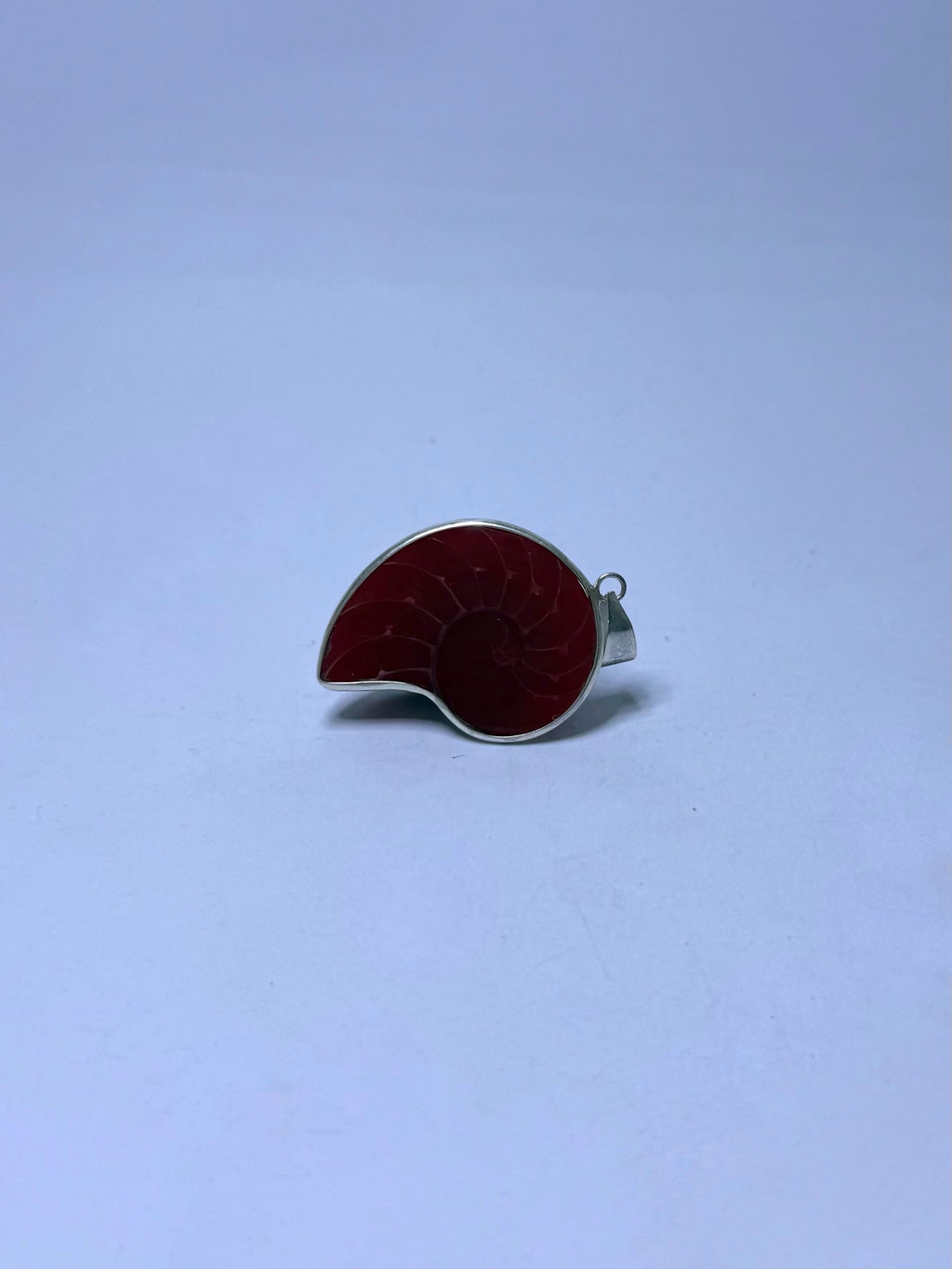 Handmade 925 sterling silver pendant with a red nautilus shell — Sribnyak Baroque Pearls