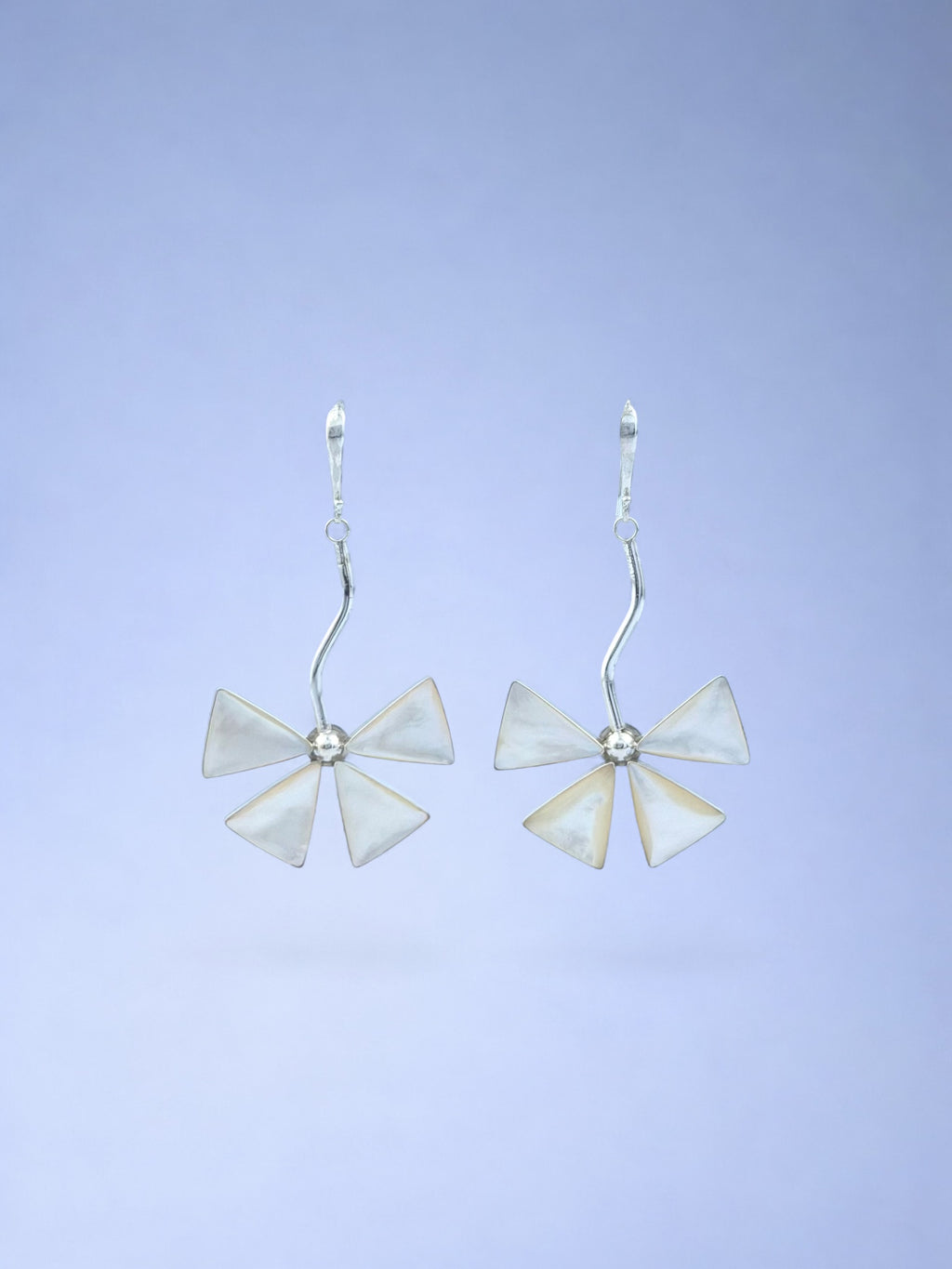 Handmade 925 sterling silver earrings with mother of pearl — Sribnyak Baroque Pearls
