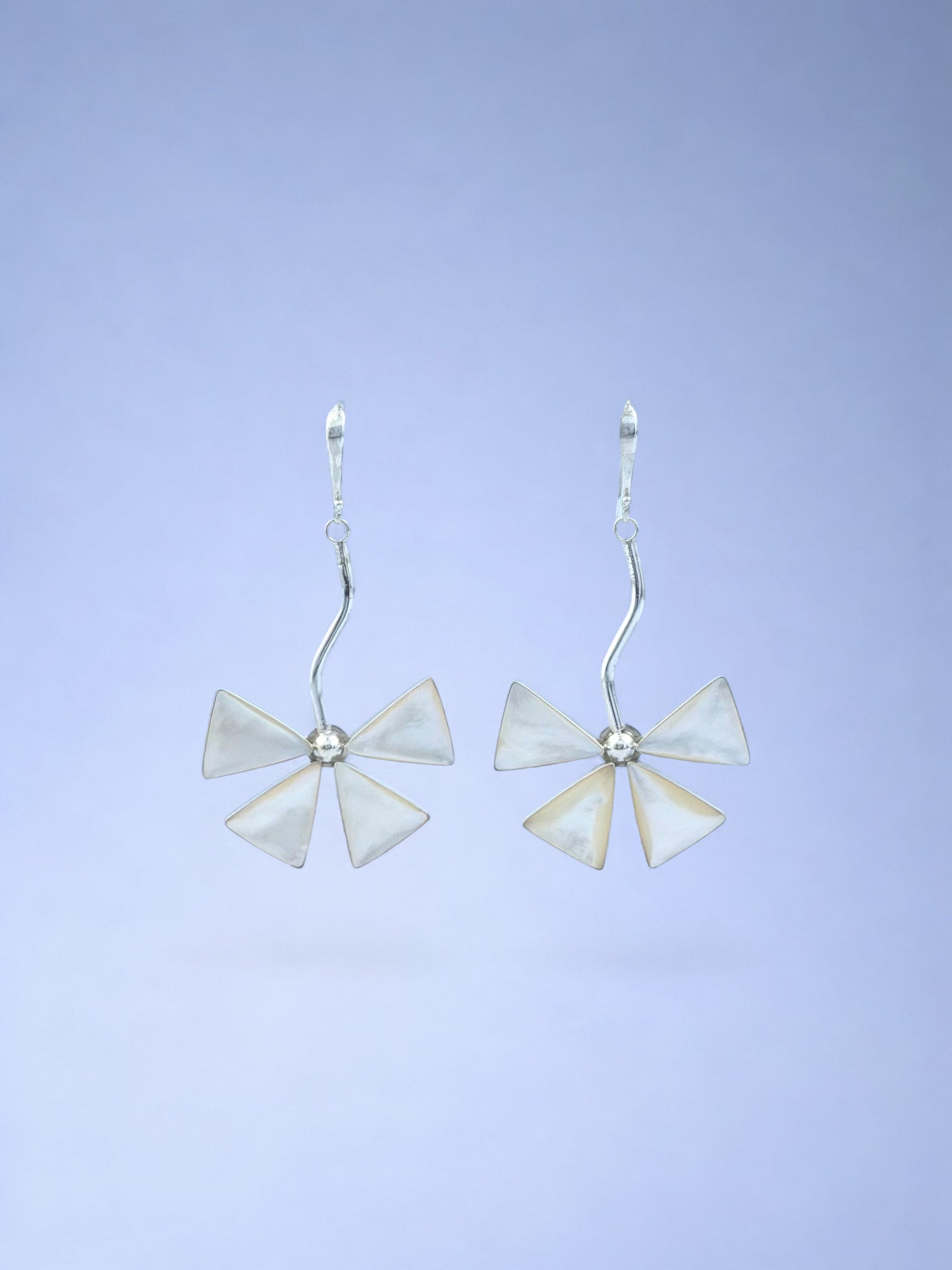 Handmade 925 sterling silver earrings with mother of pearl — Sribnyak Baroque Pearls
