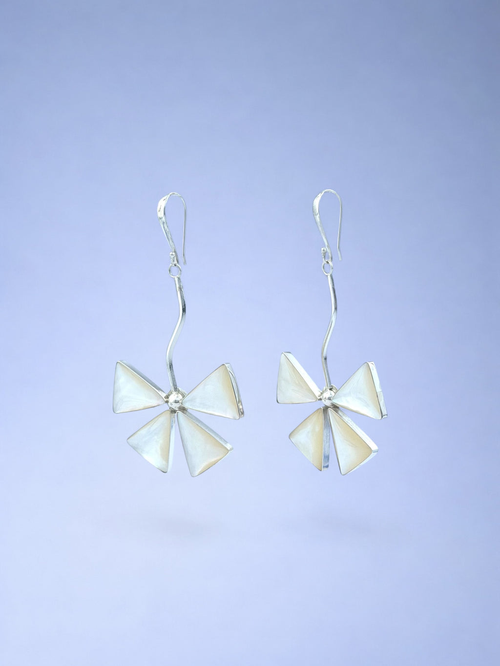 Handmade 925 sterling silver earrings with mother of pearl — Sribnyak Baroque Pearls