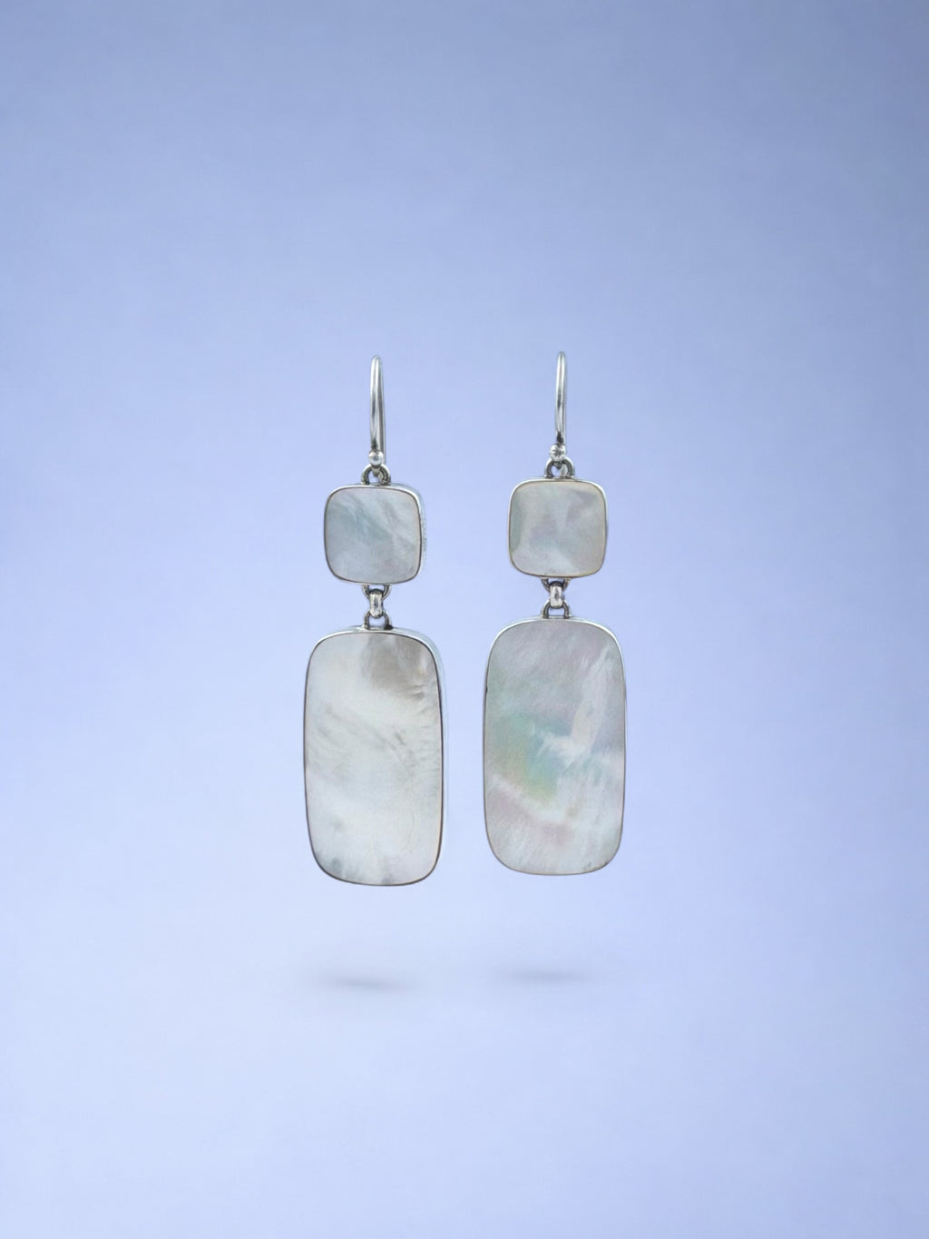 Handmade 925 sterling silver earrings with mother of pearl — Sribnyak Baroque Pearls
