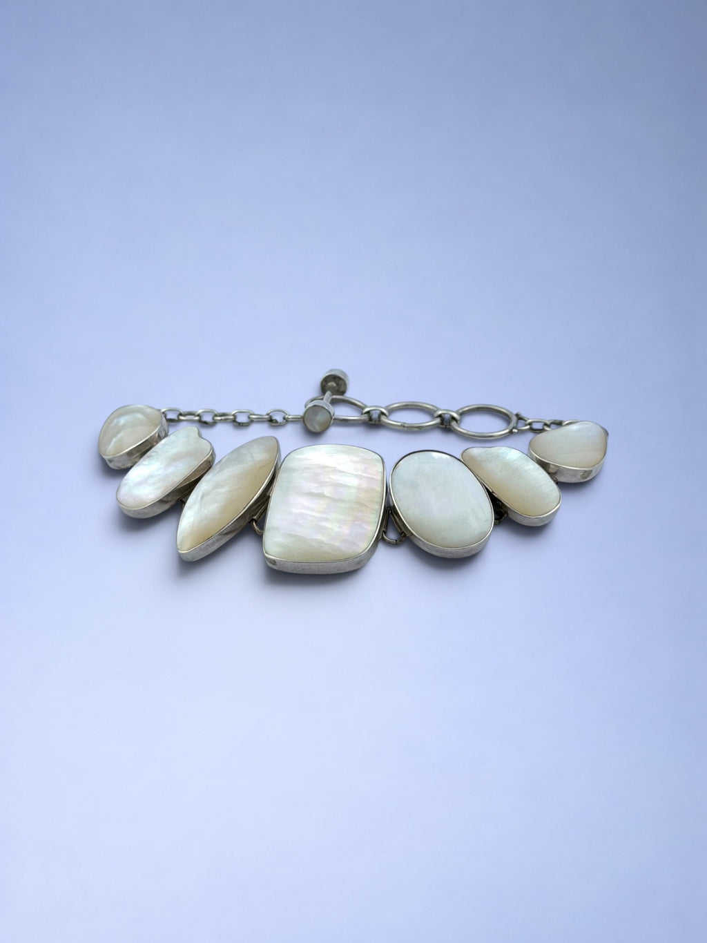 Handmade 925 sterling silver bracelet with mother of pearl — Sribnyak Baroque Pearls