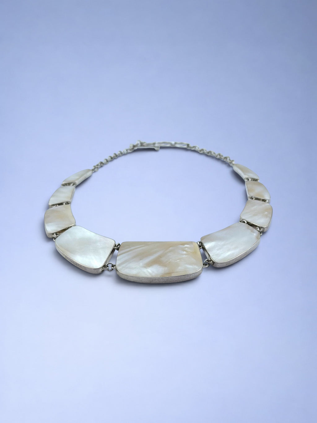 Handmade 925 sterling silver necklace with mother of pearl — Sribnyak Baroque Pearls