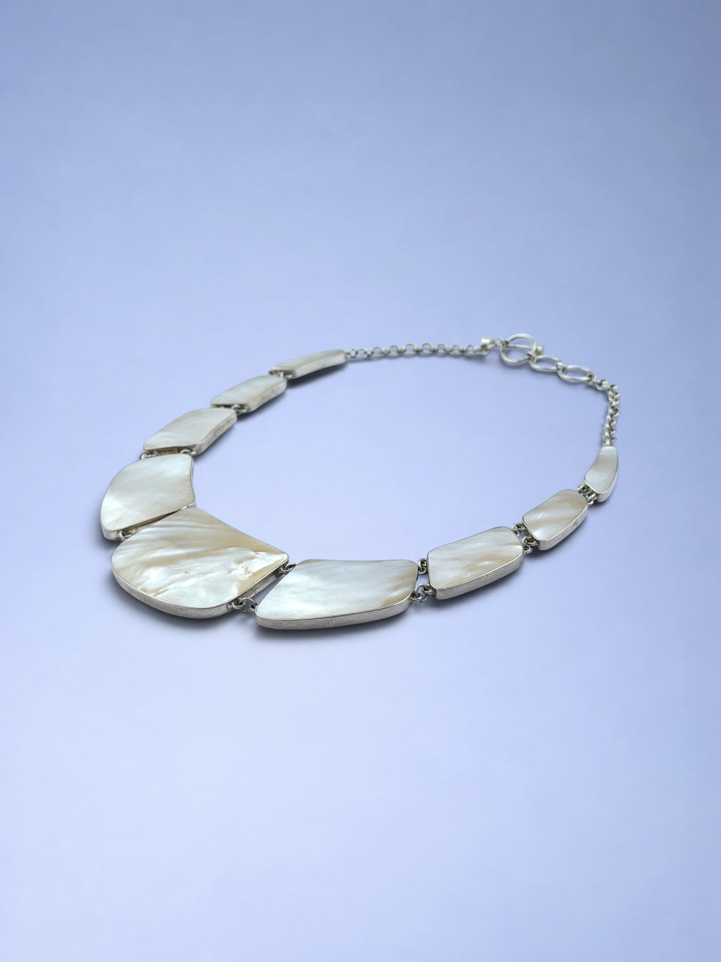 Handmade 925 sterling silver necklace with mother of pearl — Sribnyak Baroque Pearls