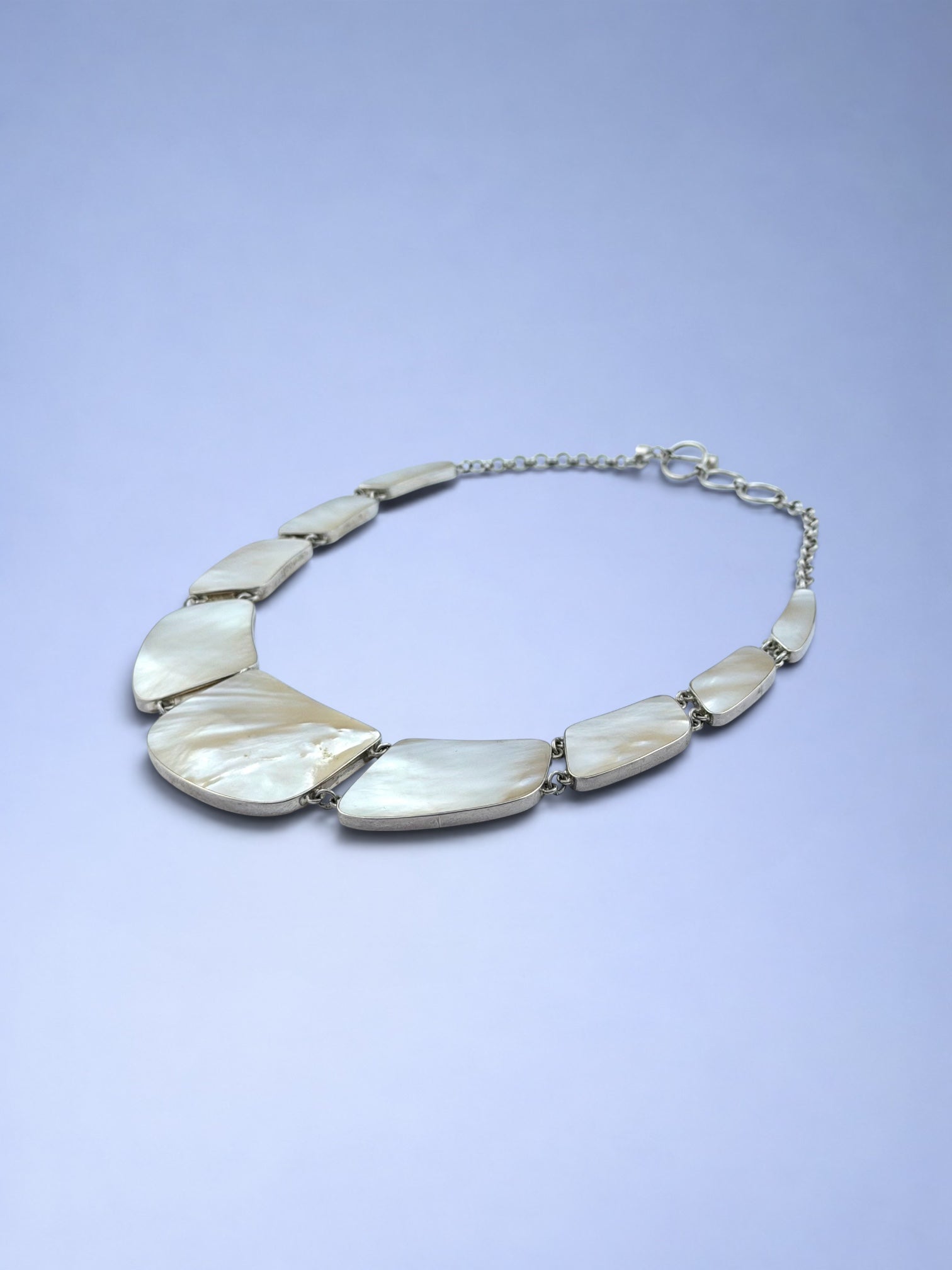 Handmade 925 sterling silver necklace with mother of pearl — Sribnyak Baroque Pearls