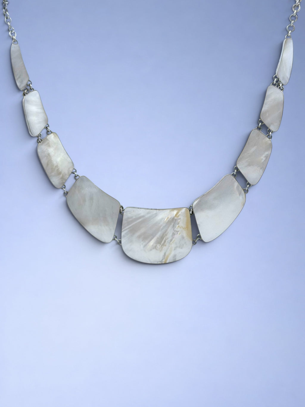 Handmade 925 sterling silver necklace with mother of pearl — Sribnyak Baroque Pearls