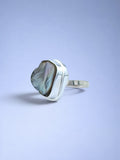Handmade 925 sterling silver ring with lutraria shell — Sribnyak Baroque Pearls