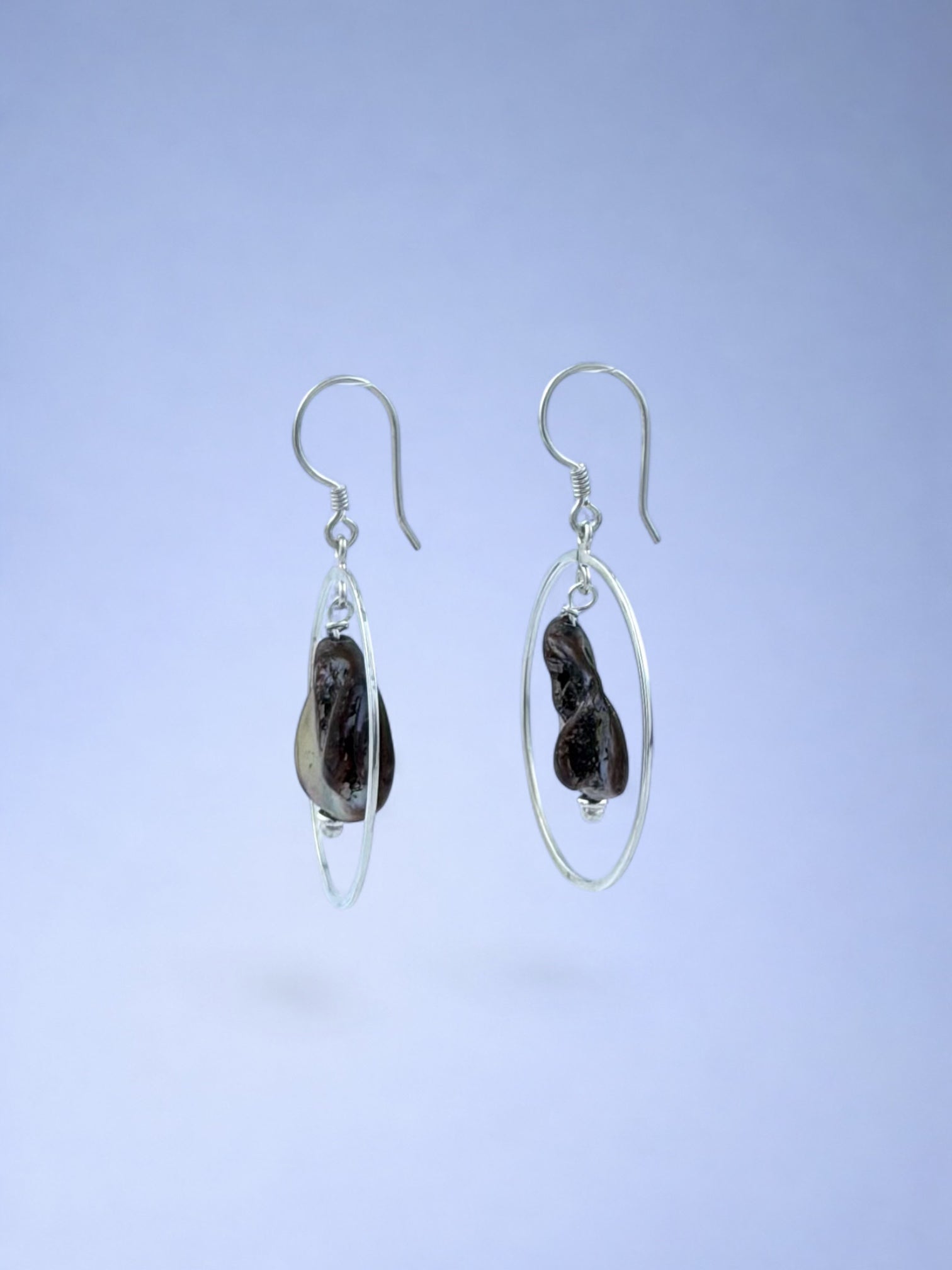 Handmade 925 sterling silver earrings with lutraria shell — Sribnyak Baroque Pearls