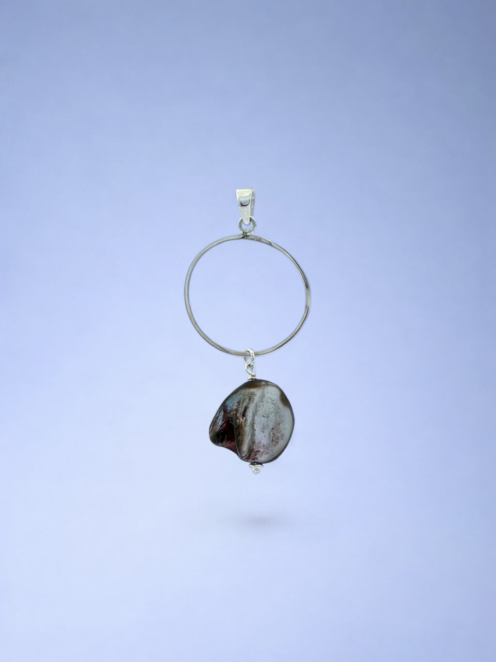 Handmade 925 sterling silver pendant with lutraria shell — Sribnyak Baroque Pearls