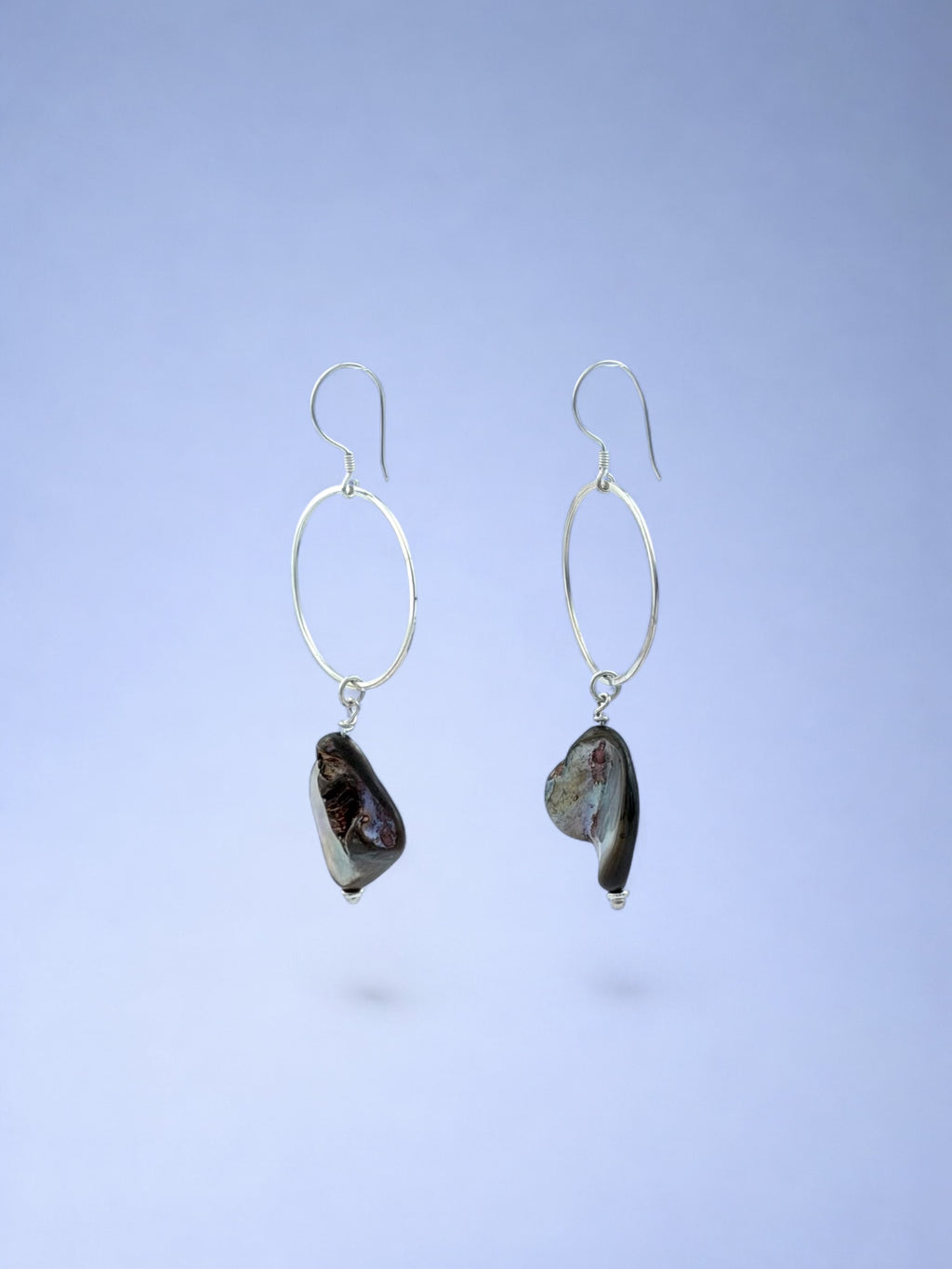 Handmade 925 sterling silver earrings with lutraria shell — Sribnyak Baroque Pearls