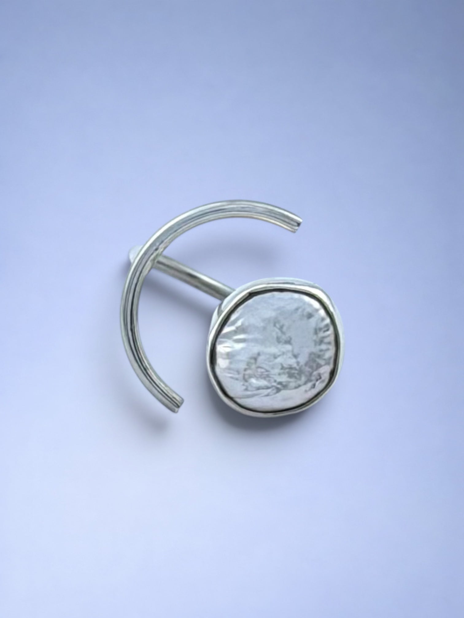Handmade 925 sterling silver ring with baroque pearl — Sribnyak Baroque Pearls