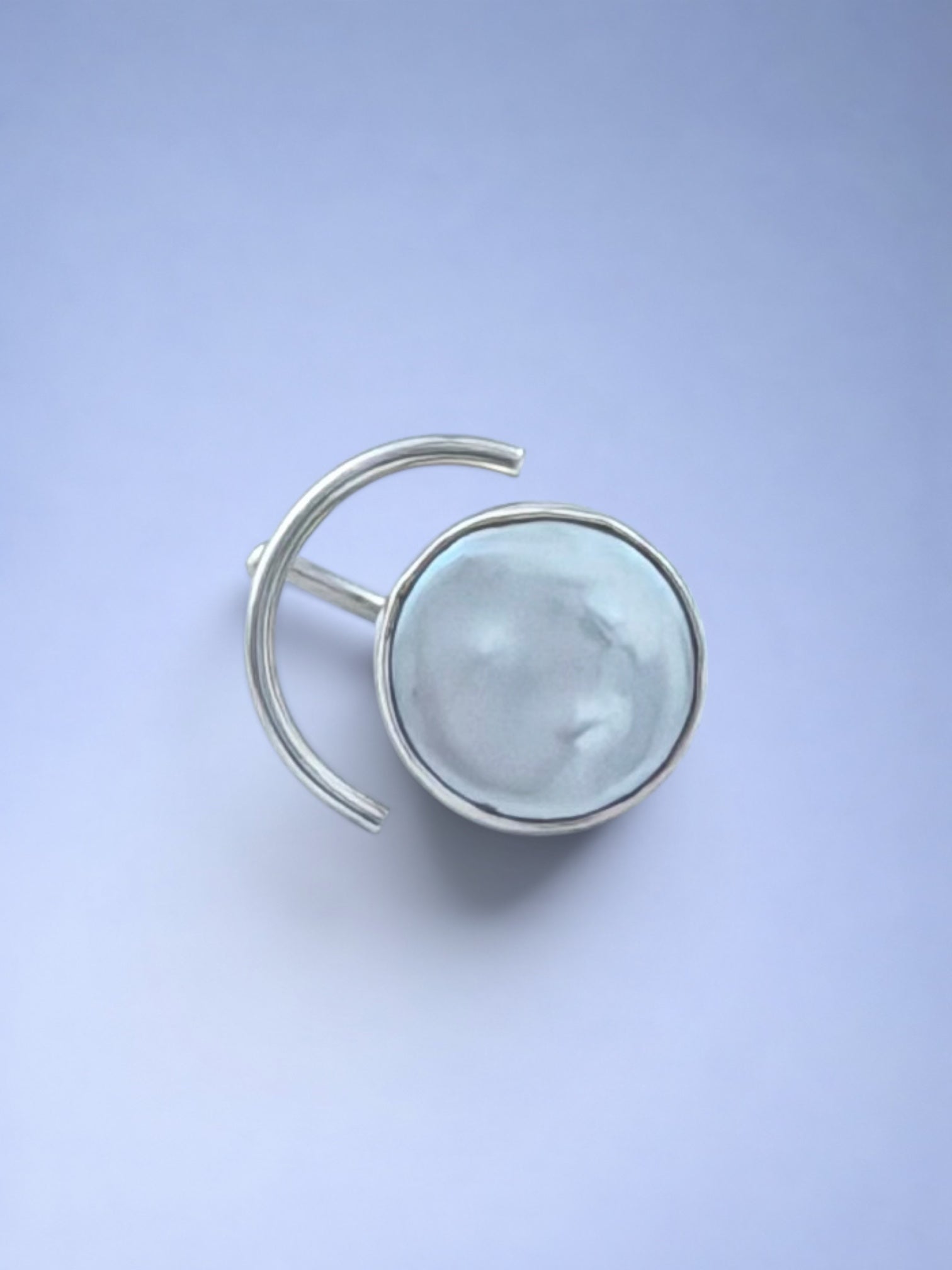 Handmade 925 sterling silver ring with baroque pearl — Sribnyak Baroque Pearls