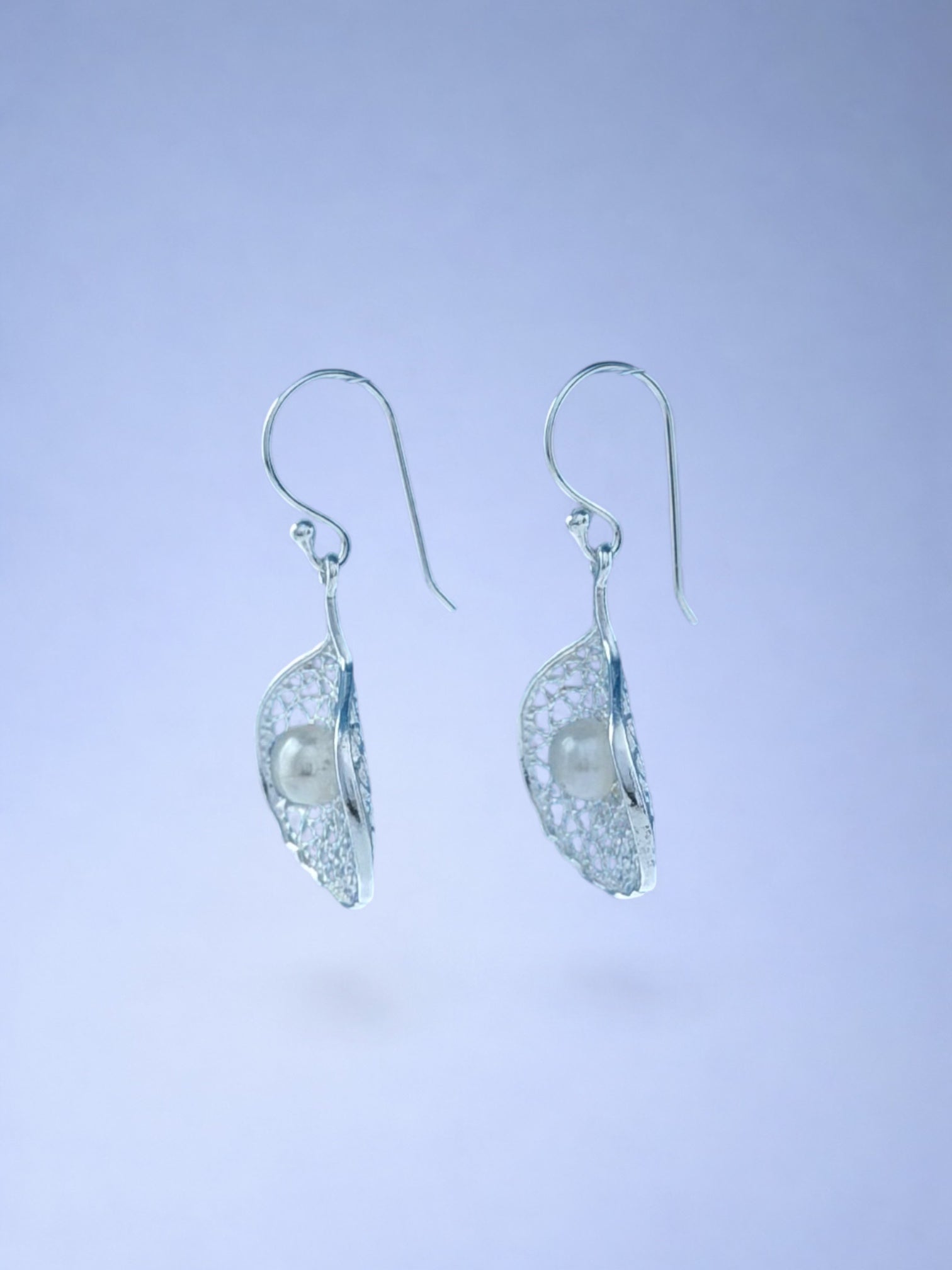 Handmade 925 sterling silver earrings with baroque pearl — Sribnyak Baroque Pearls