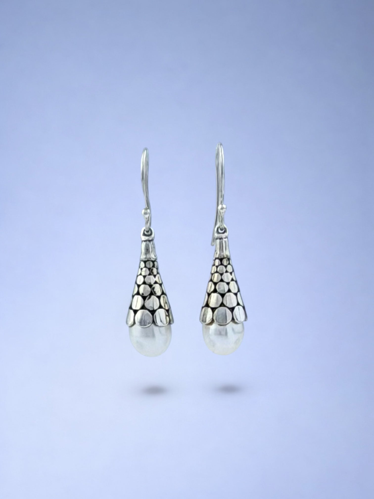 Handmade solid 925 sterling silver earrings — Sribnyak Baroque Pearls, made in Bali