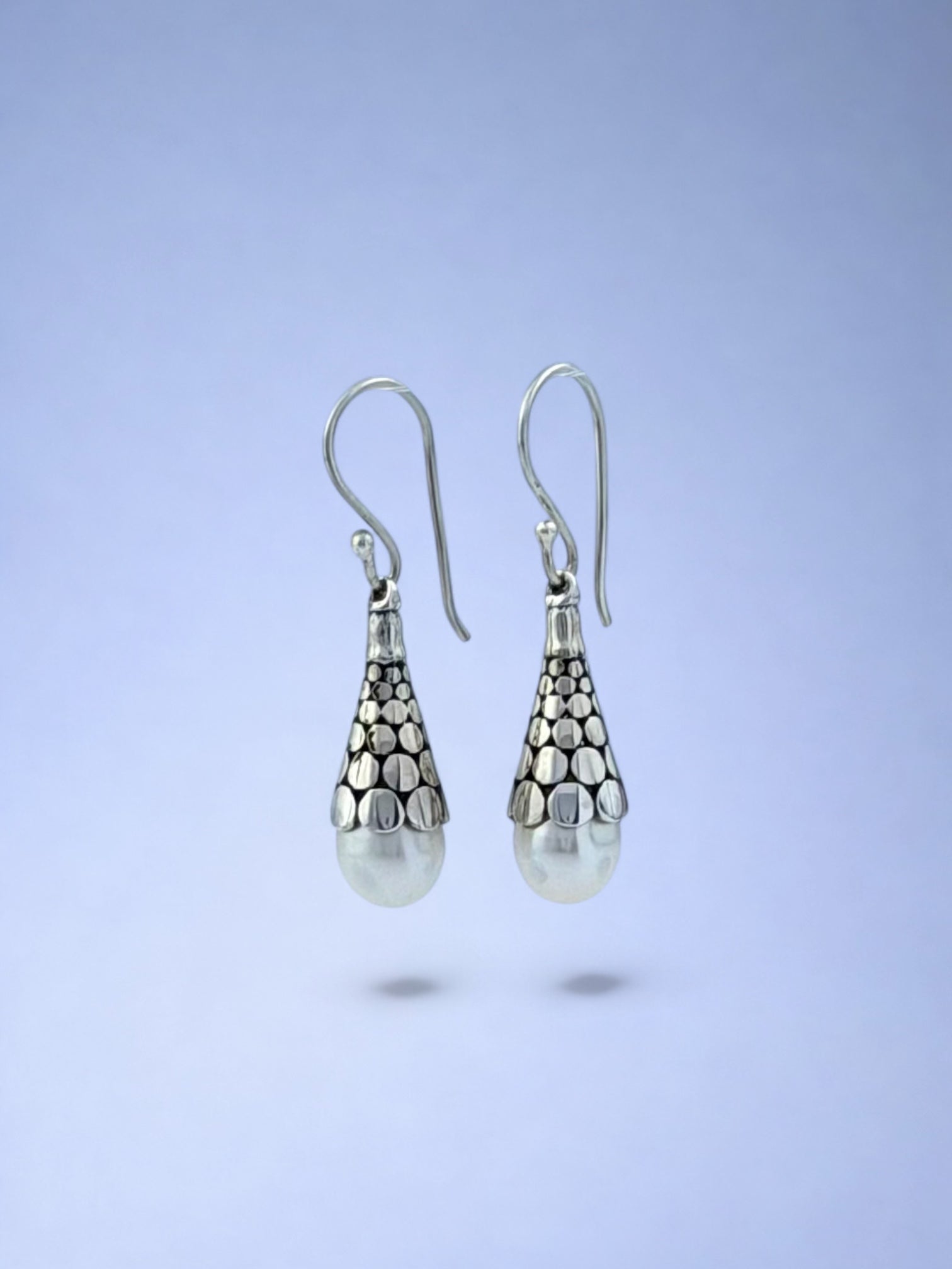 Handmade solid 925 sterling silver earrings — Sribnyak Baroque Pearls, made in Bali