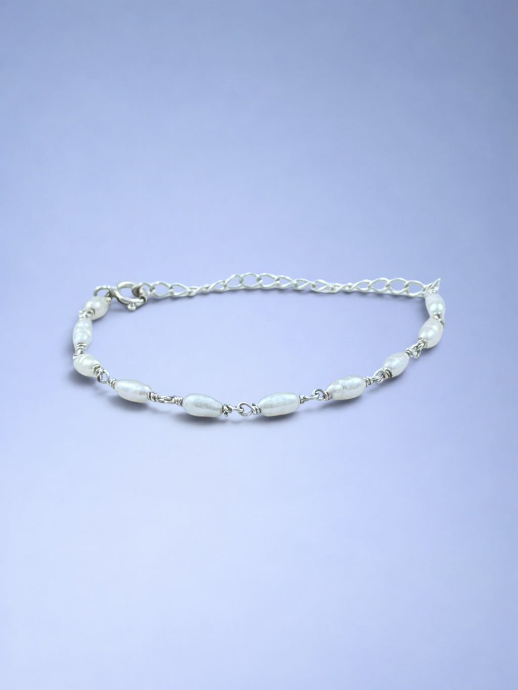 Handmade 925 sterling silver bracelet with baroque pearl — Sribnyak Baroque Pearls