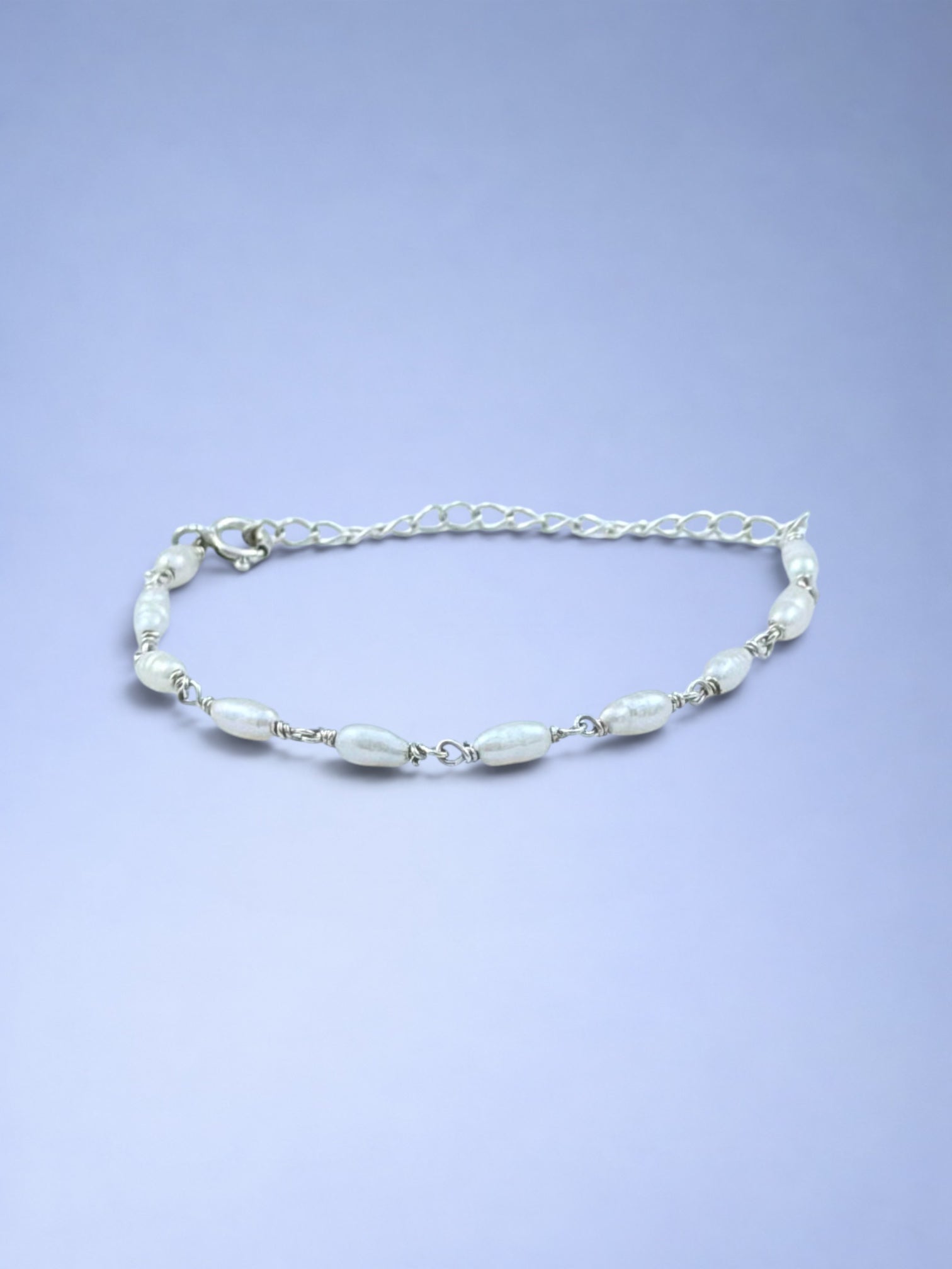 Handmade 925 sterling silver bracelet with baroque pearl — Sribnyak Baroque Pearls
