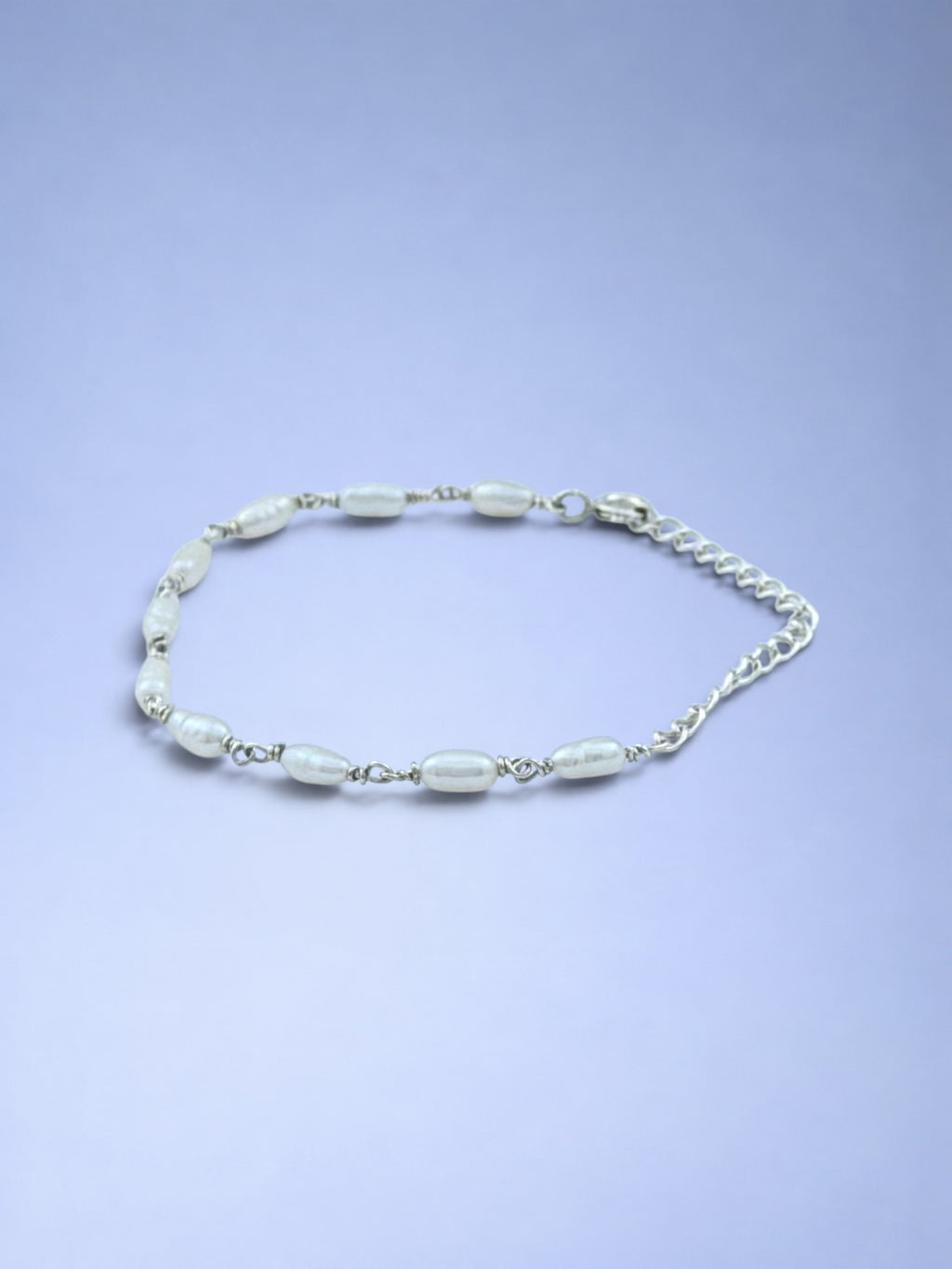 Handmade 925 sterling silver bracelet with baroque pearl — Sribnyak Baroque Pearls