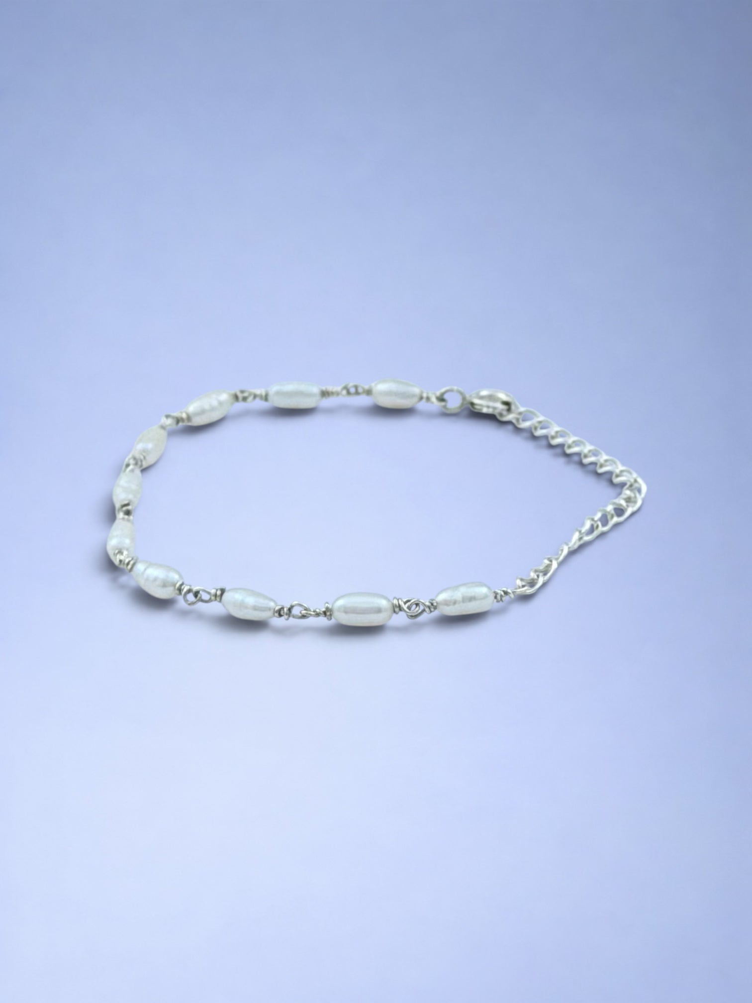 Handmade 925 sterling silver bracelet with baroque pearl — Sribnyak Baroque Pearls