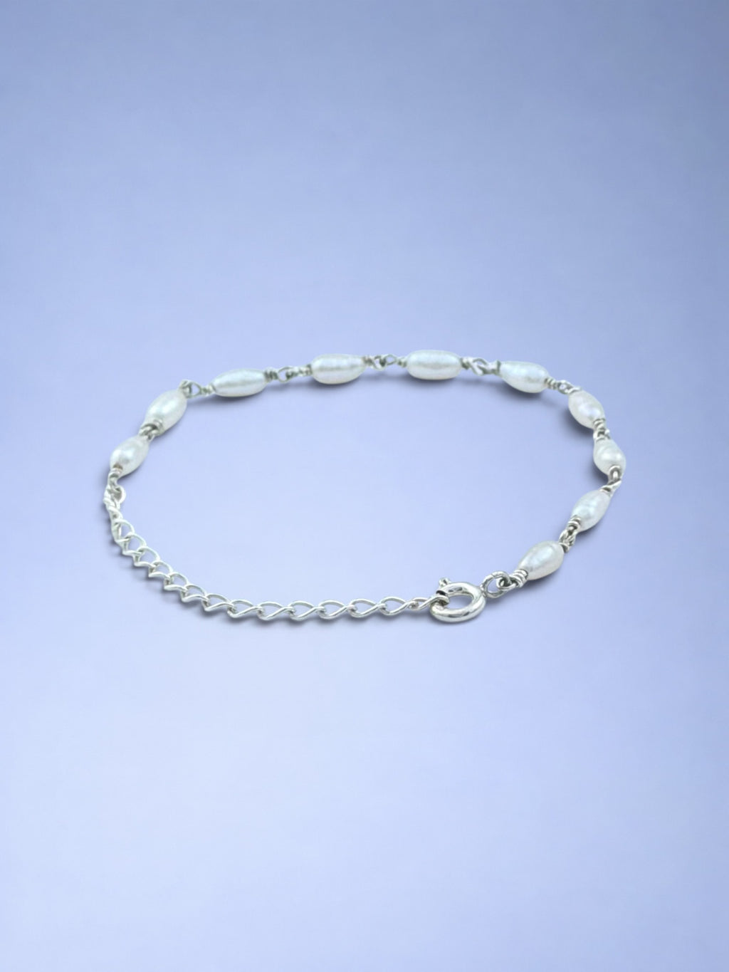 Handmade 925 sterling silver bracelet with baroque pearl — Sribnyak Baroque Pearls