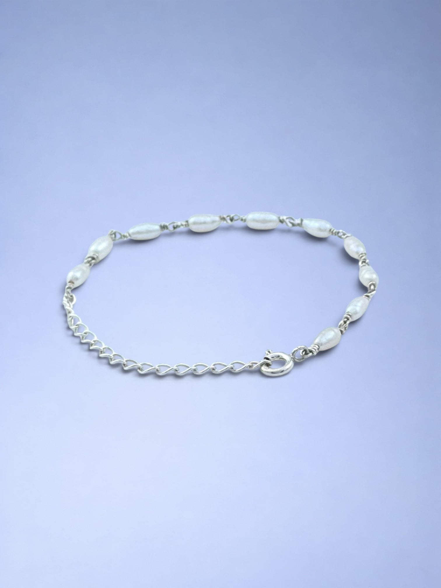 Handmade 925 sterling silver bracelet with baroque pearl — Sribnyak Baroque Pearls