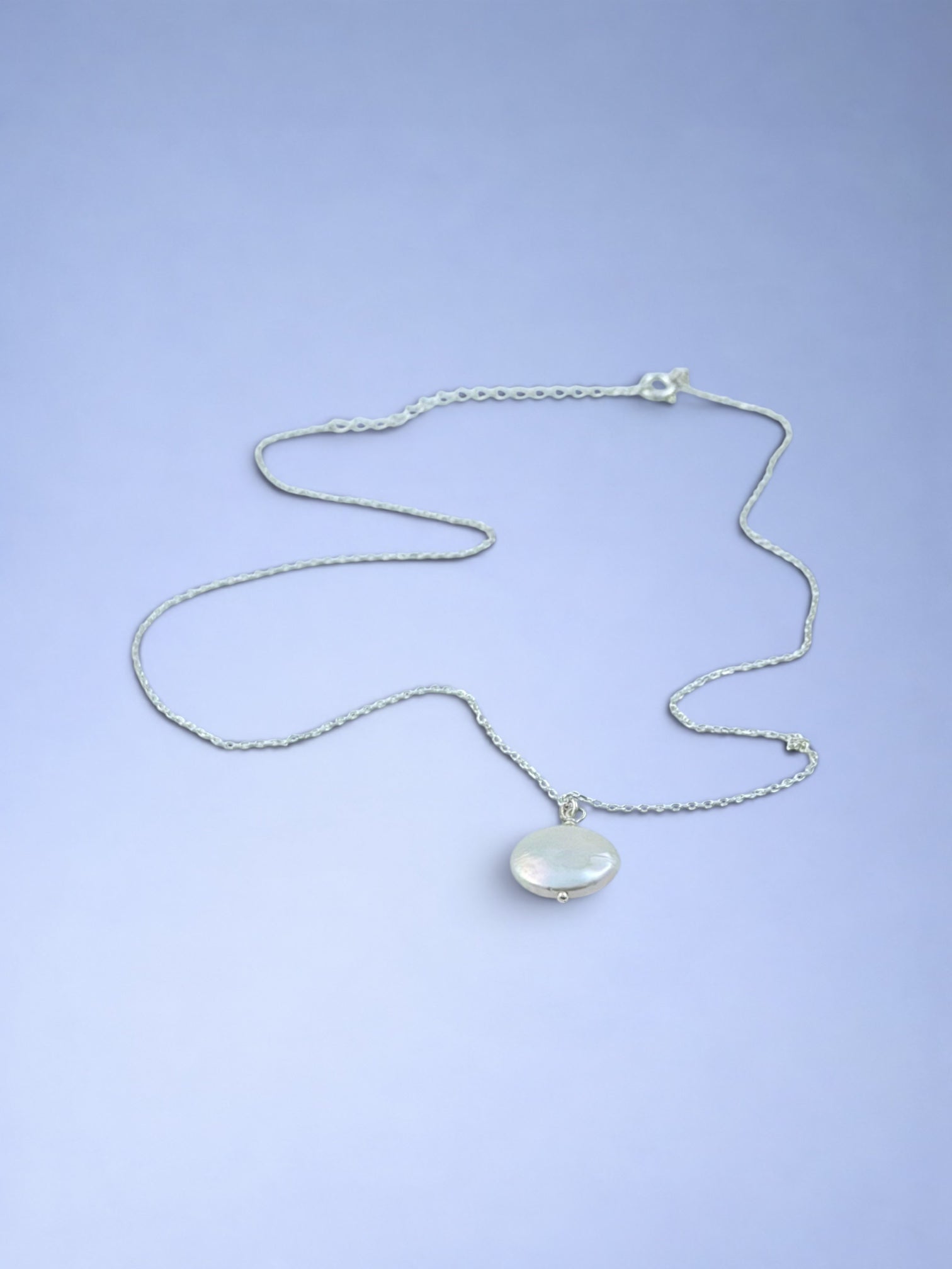 Handmade 925 sterling silver necklace with baroque pearl — Sribnyak Baroque Pearls