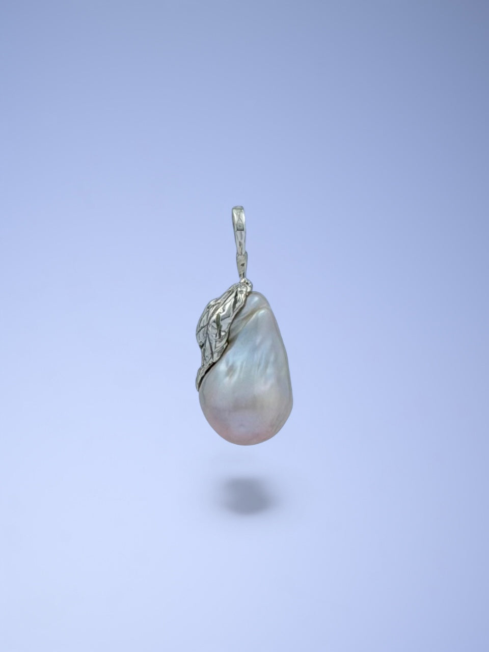 Handmade 925 sterling silver Pear Pendant with white baroque pearl — Sribnyak Baroque Pearls