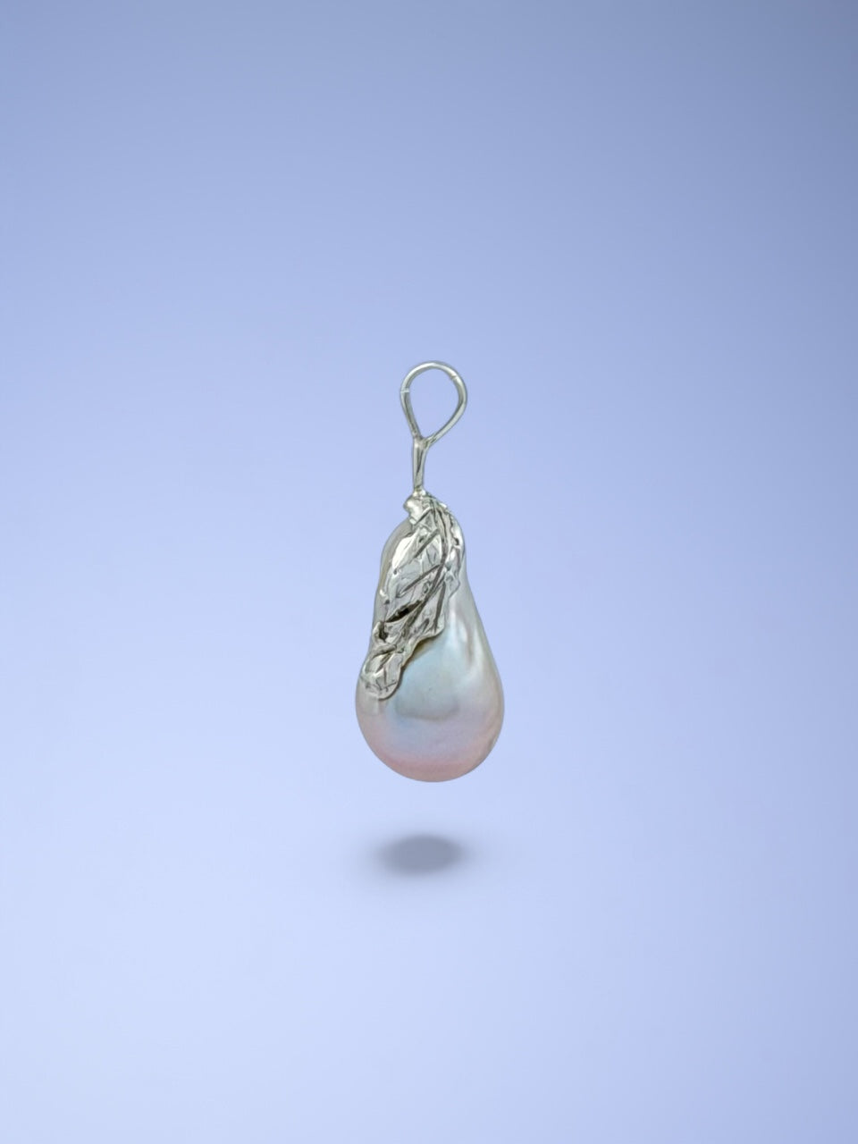 White baroque pearl pendant in 925 sterling silver, alternate view — Sribnyak Baroque Pearls